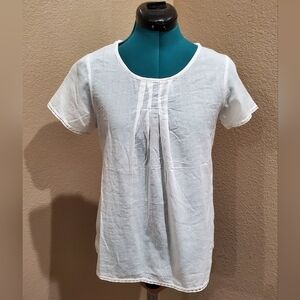 POUR LES FEMMES WHITE COTTON PAJAMA TOP SLEEPWEAR NWT WOMEN MEDIUM SHEER LIGHT